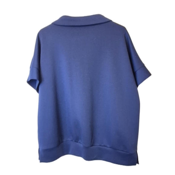 Dear Scarlett XL Blue Short Sleeve  Quarter Zip Collar Pullover Top - Picture 3 of 3